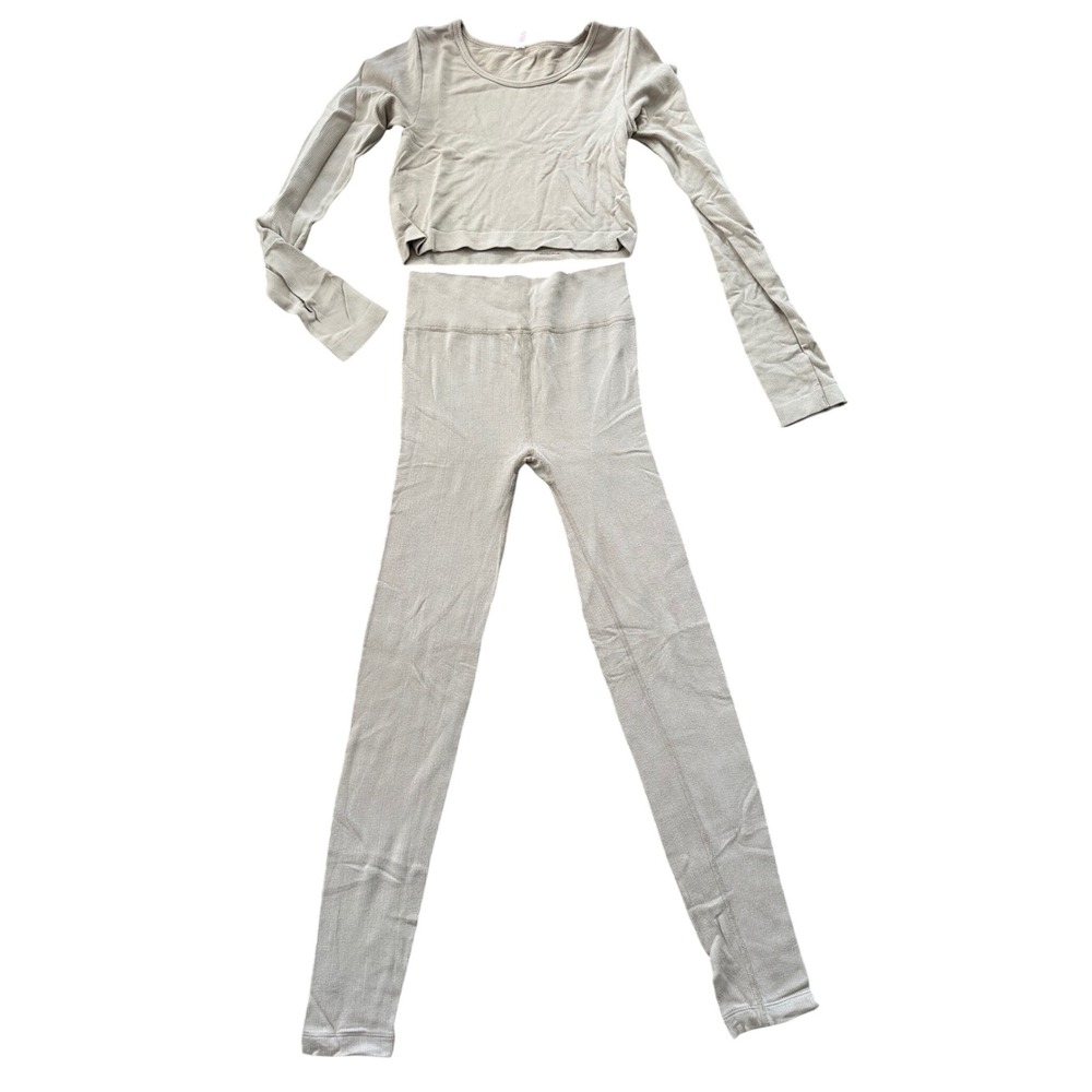 SO Lounge Set‎ Top & Leggings Ribbed Knit Nude Beige Women's